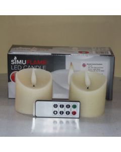 2 SimuFlame LED kaarsen Ivory Aged 7.5 x 7.5cm              