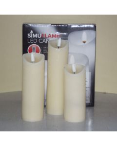 3 SimuFlame LED kaarsen Ivory Aged 5.0 x 12.5+15+17.5cm     