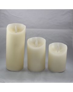 3 Kaarsen LED 3xAAA ivory 7.5x10+12.5+18cm                  