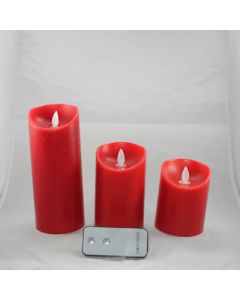 3 Kaarsen LED 3xAAA red 7.5x10+12.5+18cm                    