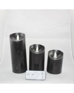 3 Kaarsen LED 3xAAA black 7.5x10+12.5+18cm                  