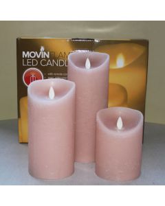 3 Kaarsen LED 3xAA Pink Salmon 9x12.5+18+23cm               