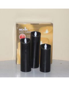 3 Kaarsen LED 3x AA Black 5x12.5+15+17.5cm                  