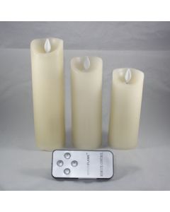 3 Kaarsen LED 2xAA ivory 5x12.5+15+17.5cm                   