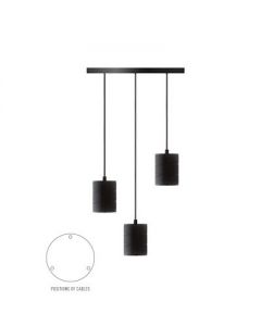 Calex Retro pendant with Ceiling plate dia 400mm, black fittings 3xE40 (2 mtr wire)